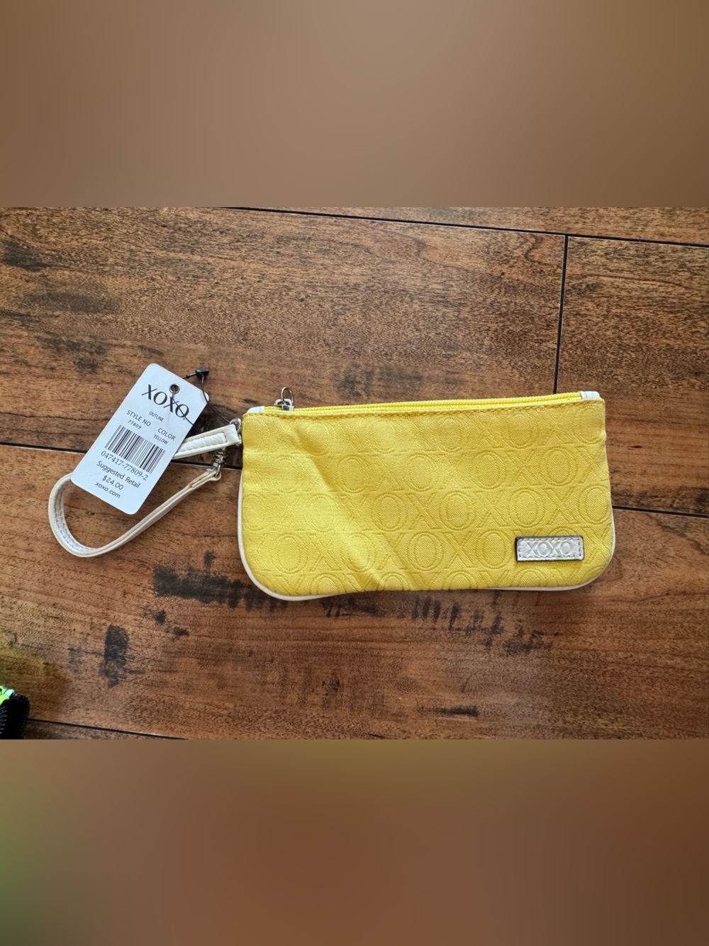 XOXO Yellow Wristlet Clutch with Embossed Logo